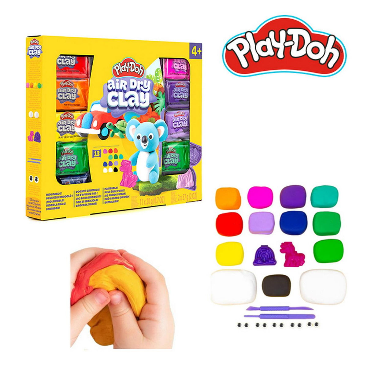 PLAY-DOH ARCILLA AIR DRY CLAY MOLDEABLE 13 COL Y ACESS